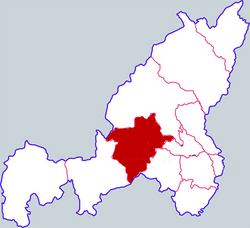 楡林市中の横山区の位置