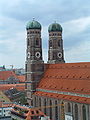 The Frauenkirche in Munich, Germany from the Town Hall. Taken by Reywas92.