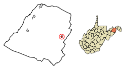 Location of Capon Bridge in Hampshire County, West Virginia