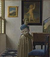 楊·維梅爾的《站在維金納琴前的女子（英语：Lady Standing at a Virginal）》，51.7 × 45cm，約作於1670年，自1892年起收藏[70]