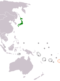 JapanとNiueの位置を示した地図