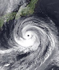 日本の南を北東へ進む台風10号の衛星画像（8月28日）
