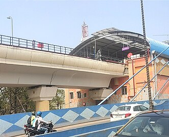 Majerhat metro station as seen from Jai Hind Setu