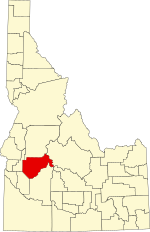 Map of Idaho highlighting Boise County