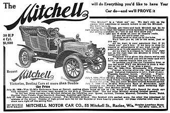 Una pubblicità della Mitchell Motor Car Company, circa 1906