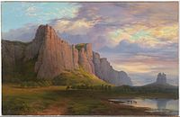 Nicholas Chevalier, Mount Arapiles and the Mitre Rock, 1863