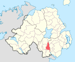 Location of Orior Lower, County Armagh, Northern Ireland.