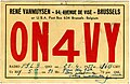 Carte QSL de ON4VY, Belgique (1951).