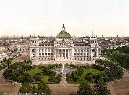 The Reichstag in Berlin ca. 1894, with a square tholobate