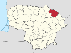 Location of Rokiškis district municipality within Lithuania