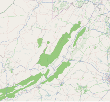 Map showing the location of Shenandoah Caverns