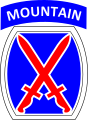Bayonets in saltire create Roman numeral X for the US Army's 10th Mountain Division.