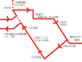 浜町付近の経路 ※破線は休日