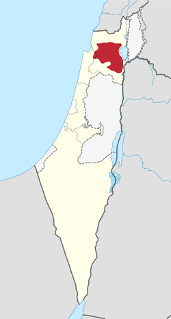 The location of the Lower Galilee region in Israel