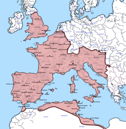 The territory controlled by the Western Roman court following the division of the Roman Empire after the death of Theodosius I in 395.