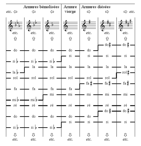 Transposition de l'échelle diatonique naturelle