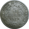 5 Lire Vatikan Silber 1870, Raugewicht 25 g = 22,50 g Feinsilber