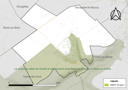 Carte de la ZNIEFF de type 2 sur la commune.