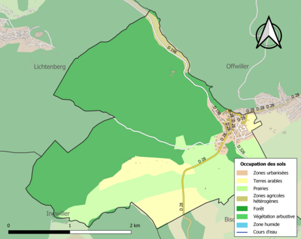 Carte en couleurs présentant l'occupation des sols.