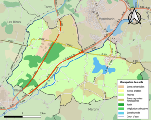 Carte en couleurs présentant l'occupation des sols.