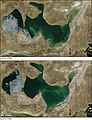 North Aral Sea, comparison April 2005/2006 (showing the sea has grown)