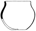 Black and white line drawing of a hand-made pot