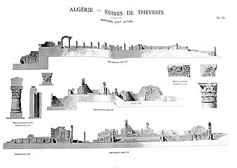 En coupe et chapiteaux.