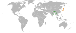 BangladeshとJapanの位置を示した地図