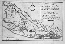 L'île de Bifeche sur une carte de 1728 illustrant la Nouvelle relation de l'Afrique occidentale de Jean-Baptiste Labat.