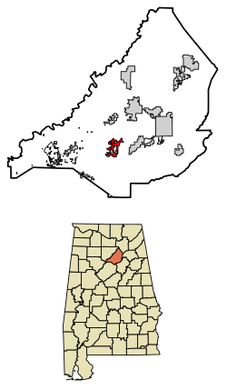 Location of Locust Fork in Blount County, Alabama.