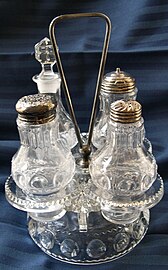 A crystal cruet set, c.1930s/40s