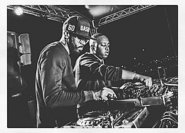 Black Coffee (left) performing with DJ Shimza in 2016