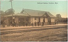 Postcard view of a small railroad station