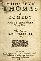 Title page of the first edition of Monsieur Thomas (1639)
