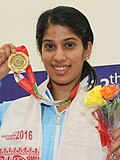 Joshna with her gold medal at the 2016 South Asian Games