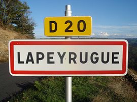 A road sign entering Lapeyrugue