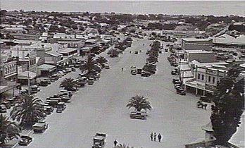 Lonsdale Street from Dandenong Town Hall tower in 1938