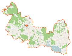 Mapa konturowa gminy Michałowo, po lewej znajduje się punkt z opisem „Tylwica-Kolonia”