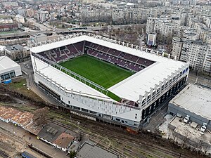 Luftbild des Stadionul Rapid – Giulești im März 2024