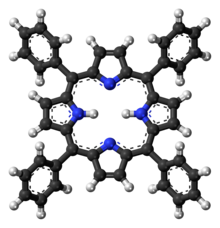 Ball-and-stick model of the tetraphenylporphyrin molecule