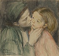 The Kiss (Le Baiser), c. 1906, pastel and charcoal on paper, mounted on board. Clark Art Institute.