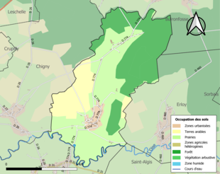 Carte en couleurs présentant l'occupation des sols.