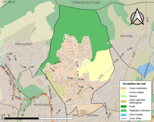 Carte en couleurs présentant l'occupation des sols.