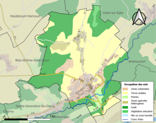 Carte en couleurs présentant l'occupation des sols.