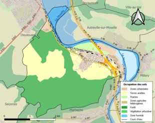 Carte en couleurs présentant l'occupation des sols.