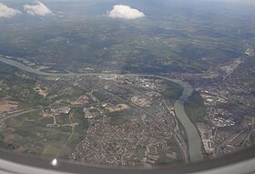 Vue aérienne vers le sud