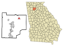 Location in Cherokee County and the state of Georgia