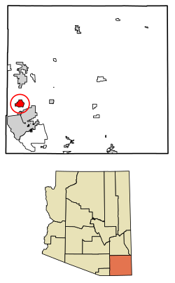 Location of Whetstone in Cochise County, Arizona.