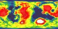 Mars Bouguer gravity map, produced along with the GMM-3 gravity solution in 2016