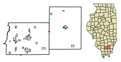 Location of Macedonia in Franklin & Hamilton Counties, Illinois.